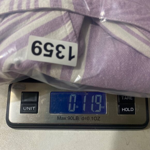 D & Co Linen Blend Blouse Womens XL Purple Striped Tunic Top Roll Tab Sleeves R - Picture 10 of 10